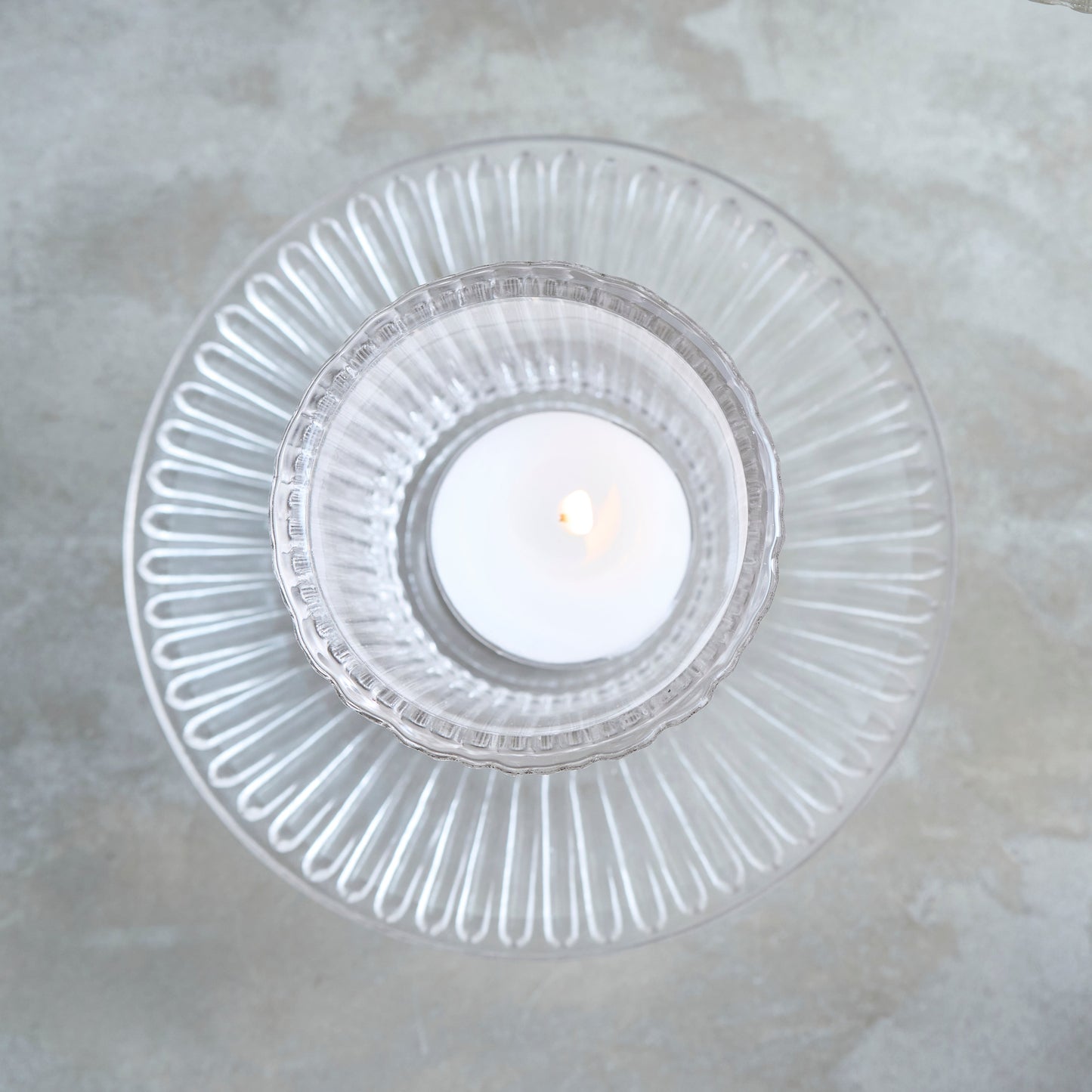 Pressed Clear Glass Tealight / Votive Holders - Set of 4