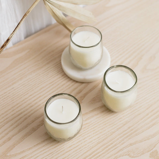 Pebbled Filled Votive Candles - Set of 3