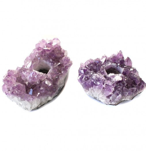 Amethyst Druzy Crystal Votive or Tea Light Candle Holder