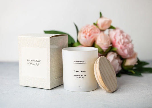 Green Lemon Scented candle - Big Glass Jar