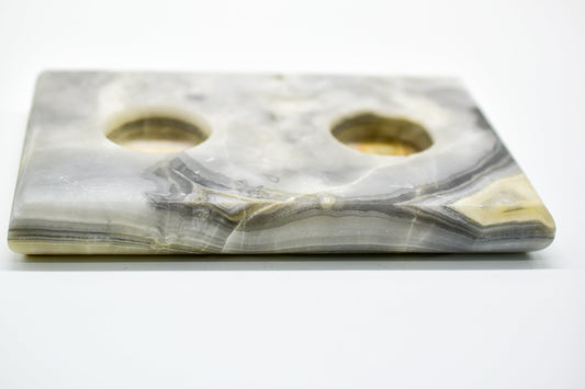 Grey Onyx Double Tea Light Candle Holder